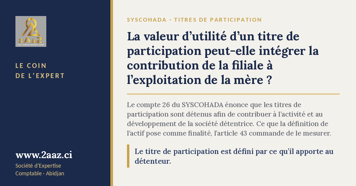 Dépréciation des titres de participation détenus par la mère